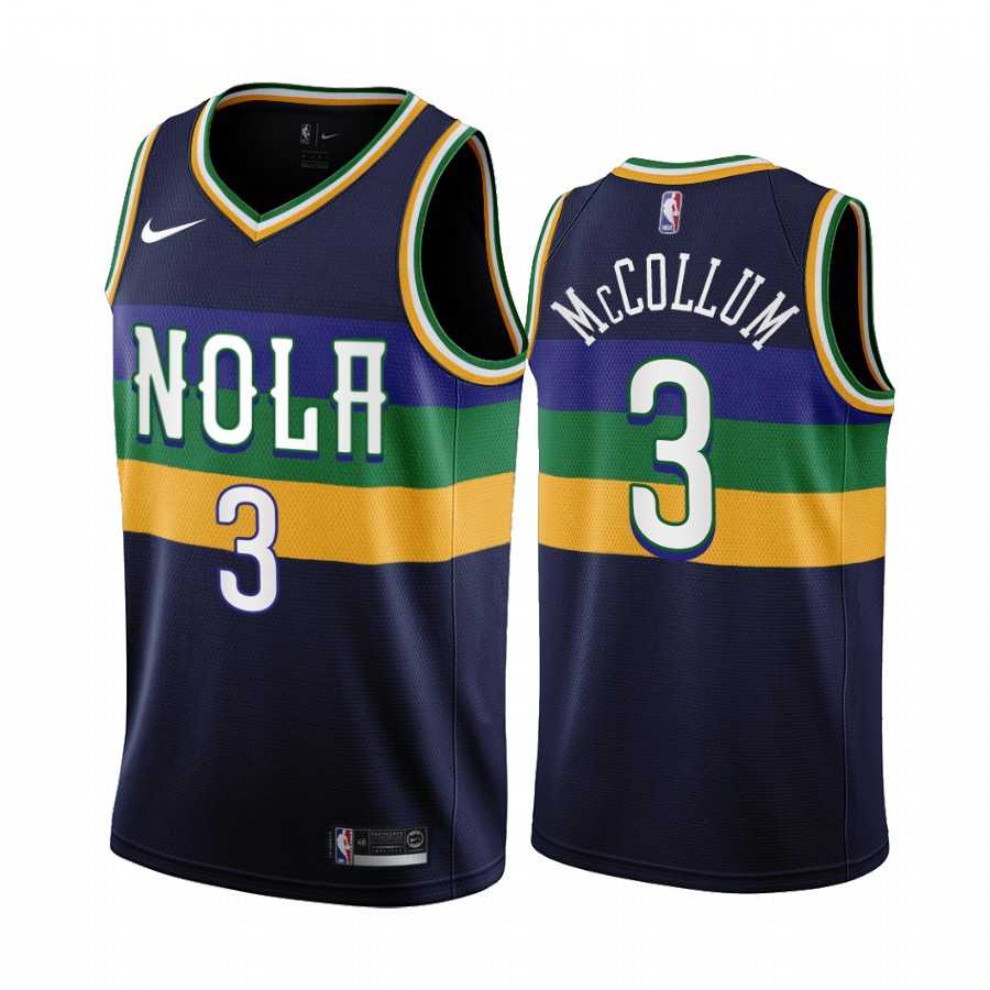 Men New Orleans Pelicans #3 C.J. McCollum 2022-23 City Edition Navy Jersey